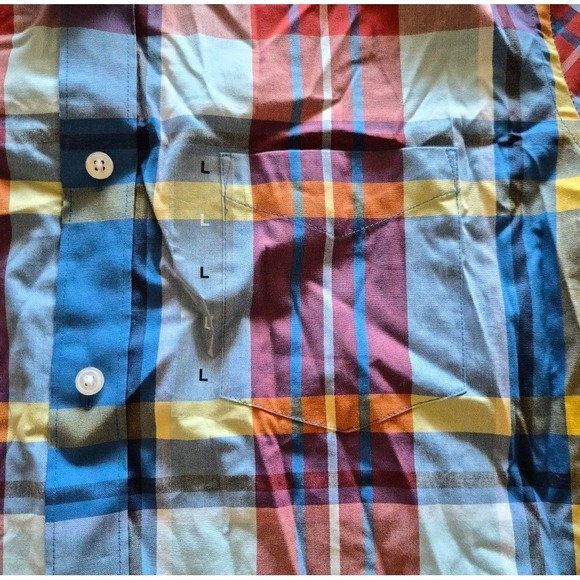 NWT Club Room Mens Large LS Fash Poplin Plaid Button Down Shirt Shallow Blue - Picture 6 of 6